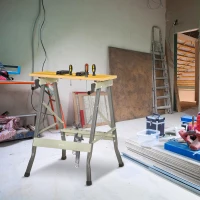 DURHAND Foldable Work Bench w/ 4 Adjustable Clamps, Carpenter Saw Table(m-8)
