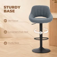 HOMCOM Swivel Bar Stools Set of 2, Linen Upholstered Counter Height Barstools with Round Metal Base(m-6)