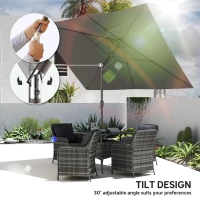 Outsunny 6.5x10ft Patio Umbrella, Rectangle Market Umbrella, Dark Grey(m-4)
