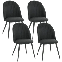 HOMCOM Set of 4 Modern Dining Chairs, Velvet Upholstered Kitchen Chairs with Steel Legs for Living Room, Black(m-9)
