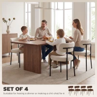 HOMCOM 4 Pieces Kitchen Chairs, Modern Dining Chairs w/ Berber Fleece Upholstery and Steel Legs for Living Room, Beige(m-4)