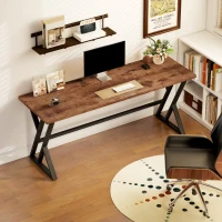 HOMCOM 71" Computer Desk, Industrial Writing Table with X-Shaped Frame for Home Office, Rustic Brown(m-6)