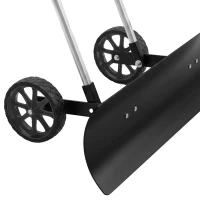 Outsunny Snow Shovel with Wheels, 37" Extra Wide Heavy Duty Aluminum Snow Pusher with Ergonomic Adjustable Handle, Angled Blade(m-10)