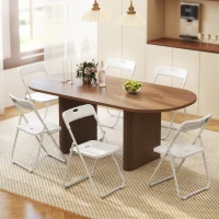HOMCOM Folding Chairs 6 Pack, Plastic Foldable Chairs with Vent, Carry Hole and Steel Frame for Home, Office, Dining, White(m-1)