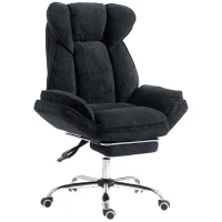 HOMCOM Big and Tall Office Chair Footrest Executive Desk Chair High Back Snowflake Velvet Reclining, Black(m-13)