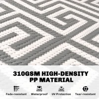 Outsunny Reversible Outdoor RV Rug, Patio Floor Mat, 5' x 8' Plastic Straw Rug for Backyard, Deck, Beach, Camping, Grey & White(m-4)