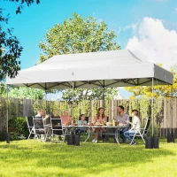 Outsunny 10 x 20 ft Pop Up Canopy Tent, Heavy Duty UPF50+ Outdoor Portable Instant Canopy Shelter with Wheeled Bag, White(m-4)