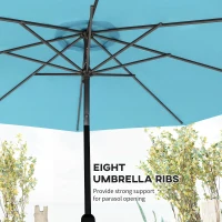 Outsunny 10' x 8' Round Market Umbrella, Patio Umbrella with Crank Handle and Tilt, Outdoor Parasol for Garden, Sky Blue(m-7)
