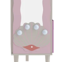 Qaba Kids Clothing Rack, Kids Wardrobe with Glowing Lights Mirror, Non-Woven Drawer and Shelves for Bedroom, Ages 3-8, Pink(m-9)