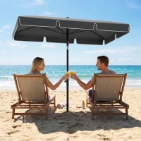 Outsunny 6.5x4ft Rectangle Patio Umbrella Aluminum Tilt Adjustable Garden Parasol Sun Shade Outdoor Canopy Grey(m-9)
