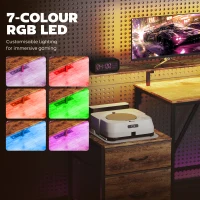 HOMCOM 76" Gaming Desk, Computer Table with RGB Lights, USB Ports, Monitor Stand and 2 Fabric Drawers, Rustic Brown(m-4)