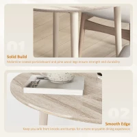 HOMCOM Folding Dining Table, Round Drop Leaf Kitchen Table for Small Spaces with Wood Legs, Oak Color(m-6)