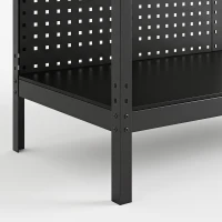 HOMCOM Workbench with LED Light and Power Strip, 43" Heavy Duty Work Table with Pegboard and Drawers for Garage Workshop, Black(m-9)