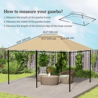 Outsunny 10' x 13' Gazebo Replacement Canopy Cover, Gazebo Roof Replacement (TOP COVER ONLY), Khaki(m-3)