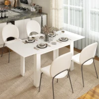 HOMCOM Modern Extendable Dining Table, 55.1 x 31.5 in, for 6-8 People, Expandable Dining Table for Kitchen, White(m-1)