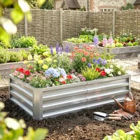 Outsunny Galvanized Raised Garden Bed, 4' x 2' x 1' Metal Planter Box, for Growing Vegetables, Flowers, Herbs, Succulents, Green(m-2)