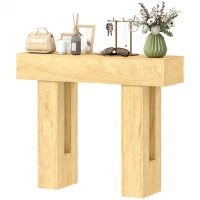 HOMCOM 42 Inch Console Table, Sofa Table Behind the Couch with Thickened Tabletop for Living Room, Hallway, Entrance, Oak(m-1)