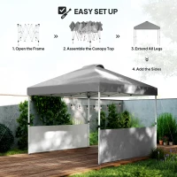 Outsunny 10' x 10' Pop Up Canopy Tent with 2 Half Sidewalls, UV50+ Instant Sun Shelter with Wheeled Carry Bag, Dark Gray(m-4)