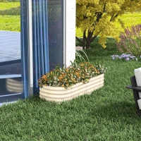 Outsunny 4.9' x 2' x 1' Galvanized Raised Garden Bed Kit, Metal Planter Box with Safety Edging, Cream(m-10)
