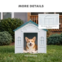 PawHut Plastic Dog House for Medium and Small Dogs, Water Resistant Puppy Shelter Indoor Outdoor with Door, Easy to Assemble, Blue(m-6)