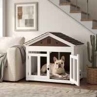 PawHut 40"L Wooden Dog House Outdoor Indoor for Small, Medium, Large Dogs, with Air Vents & Elevated Removable Floor(m-10)