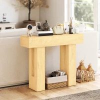 HOMCOM 42 Inch Console Table, Sofa Table Behind the Couch with Thickened Tabletop for Living Room, Hallway, Entrance, Oak(m-6)