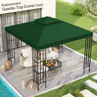Outsunny 10' x 10' Canopy Replacement 2-Tier Gazebo Canopy Top Cover, Green(m-1)