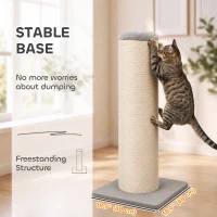PawHut 30" Tall Cat Scratching Post, 7.9" Large Diameter Scratch Post with Natural Sisal Rope and Stable Base(m-6)