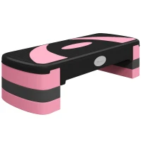 Soozier Adjustable Aerobic Stepper, Exercise Step Platform, Step Exercise Trainer, Workout Fitness Yoga Risers, 4"-6"-8", Pink(m-3)