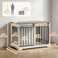PawHut 100 cm Dog Crate Furniture with Sliding Barn Door for Large Breeds, White(m-3)