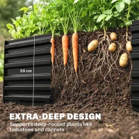 Outsunny Galvanized Raised Garden Bed, Steel Outdoor Planters with Reinforced Rods, 71" x 36" x 23", Black(m-4)