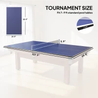 Soozier 9 ft Folding Ping Pong Table Top for Billiard Tables, Table Tennis Conversion Top with Net, Foam Padding, Blue(m-3)