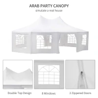 Outsunny 21' x 29' Wedding Event Party Tent High Peak Decagonal Outdoor Gazebo Canopy with Removable Walls White(m-7)