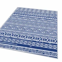 Outsunny Reversible Outdoor Rug, Patio Floor Mat, 6'x9' Plastic Straw Rug for Backyard Deck, Beach, Camping, Dark Blue and White(m-9)