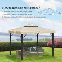 Outsunny Model 84C-051 or 84C-269 10' x 10' Gazebo Replacement Canopy, Beige(m-3)