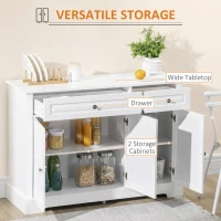 HOMCOM Modern Sideboard Cabinet, Buffet Cabinet with 2 Drawers and Adjustable Shelves, Buffets Tables for Dining Room, White(m-4)