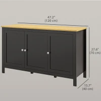 HOMCOM Sideboard, Buffet Cabinet with Doors and Adjustable Shelves for Living Room, Entryway, Black and Natural(m-3)