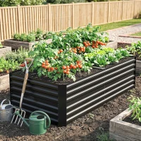 Outsunny Galvanized Raised Garden Bed, Steel Outdoor Planters with Reinforced Rods, 71" x 36" x 23", Black(m-7)