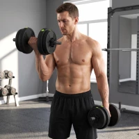 Soozier 33LBS 2-in-1 Adjustable Barbell & Dumbbells Set, Weights Set with Non-slip Handles for Men and Women Home Gym Training(m-1)