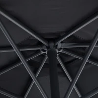 Outsunny 10' Deluxe Patio Umbrella Outdoor Market Parasol Banana Hanging Offset Sunshade Crank Cross Base Black(m-7)