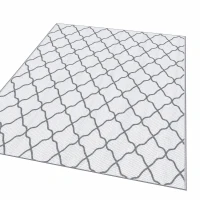 Outsunny Waterproof  Outdoor Rug, 6' x 9' RV Rug Reversible Mat for Backyard, Deck, Picnic, Beach, Camping, Grey & White Net(m-9)