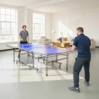Soozier 9 ft Folding Ping Pong Table Top for Billiard Tables, Table Tennis Conversion Top with Net, Foam Padding, Blue(m-9)