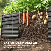 Outsunny Galvanized Raised Garden Bed, Steel Outdoor Planters with Reinforced Rods, 71" x 36" x 23", Dark Gray(m-4)