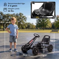 Qaba Kids Go Kart, Pedal Car with Adjustable Seat, EVA Wheels, Brake, for Boys & Girls Aged 3-8 Years Old, Black(m-3)
