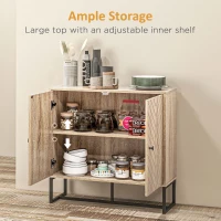 HOMCOM 31.5" Buffet Cabinet, Modern Sideboard with Adjustable Shelf, Steel Base and 2 Chevron Doors, Natural Wood(m-5)