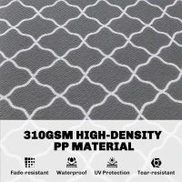 Outsunny Waterproof  Outdoor Rug, 6' x 9' RV Rug Reversible Mat for Backyard, Deck, Picnic, Beach, Camping, Grey & White Net(m-4)