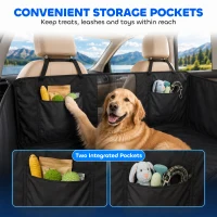 PawHut Dog Car Seat Cover for Back Seat, Hard Bottom Back Seat Extender, Waterproof Dog Hammock for Car & SUV, 58"L, Black(m-7)