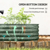 Outsunny 4.9' x 2' x 1' Galvanized Raised Garden Bed Kit, Metal Planter Box with Safety Edging, Green(m-5)