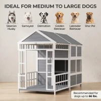 PawHut 79"L Large Dog House Outdoor, Wooden Dog Kennel with Porch, Storage Cabinet,Weatherproof Roof, Windows(m-9)