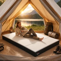 HOMCOM Trifold Mattress, 6 Inch Memory Foam Mattress for Guest, Camping, RV, Travel, Yoga, Made in USA, 80" x 60" x 6"(m-8)